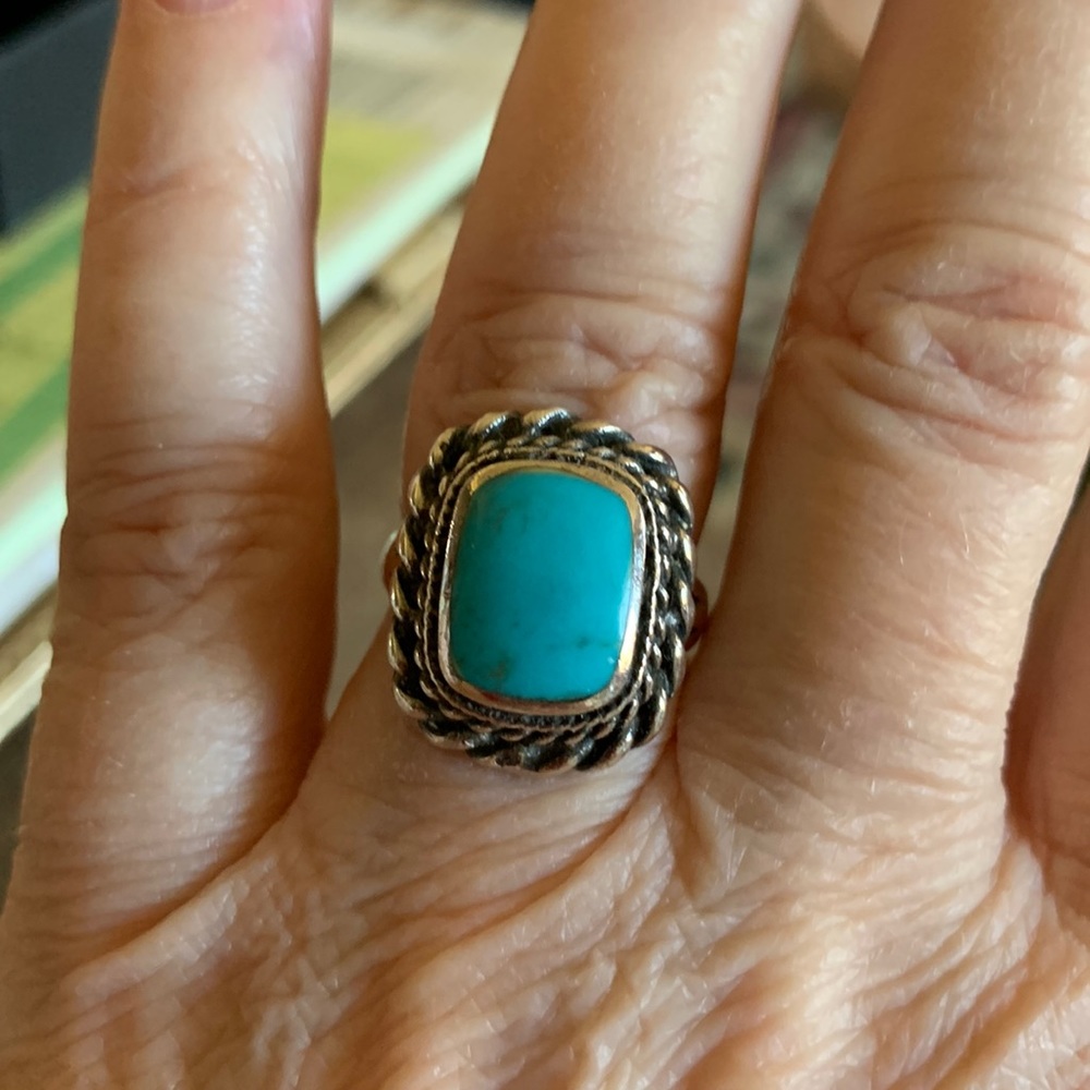 Turquoise/SS ring size 6.75